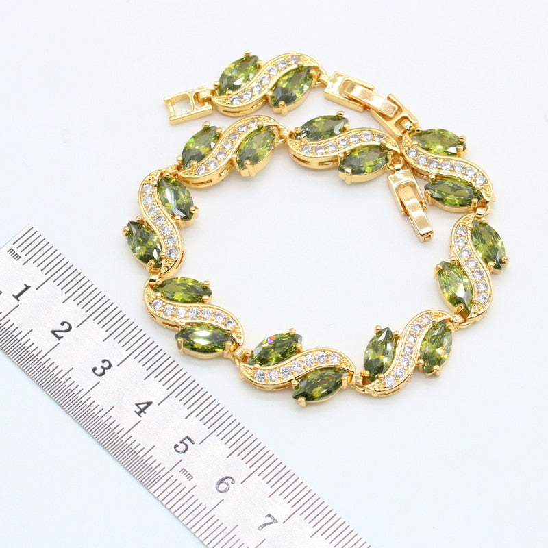 Green Peridot Necklace Set