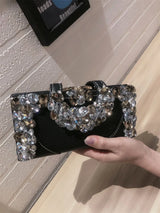 Leather Rhinestone Clutch Bag