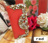 Leather Rhinestone Clutch Bag