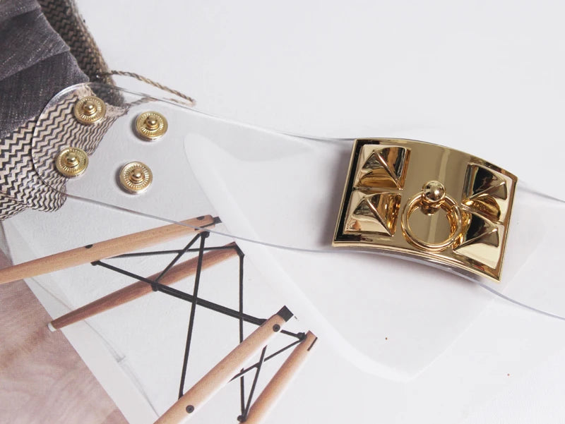 Gold-plated Transparent Leather Bracelet