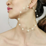 Large Pearl Hoop Earrings