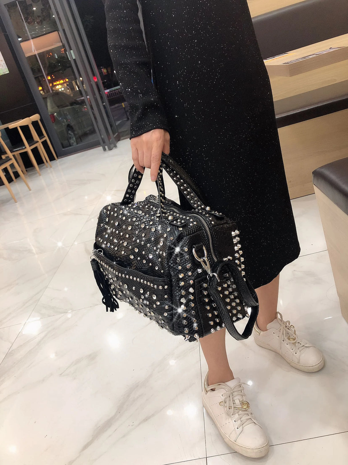 Rhinestone Rivet Handbag