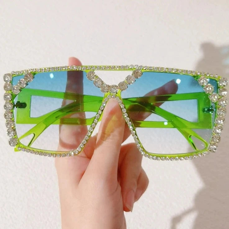 Vintage Rhinestone Square Sunglasses