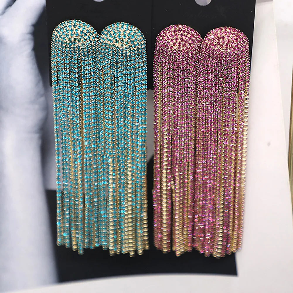 Sparkling Rhinestone Tassel Earring