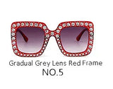 Oversized Rhinestone Square Sunglasses