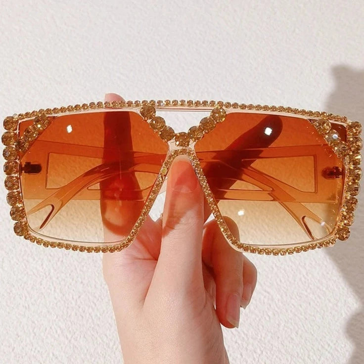 Vintage Rhinestone Square Sunglasses