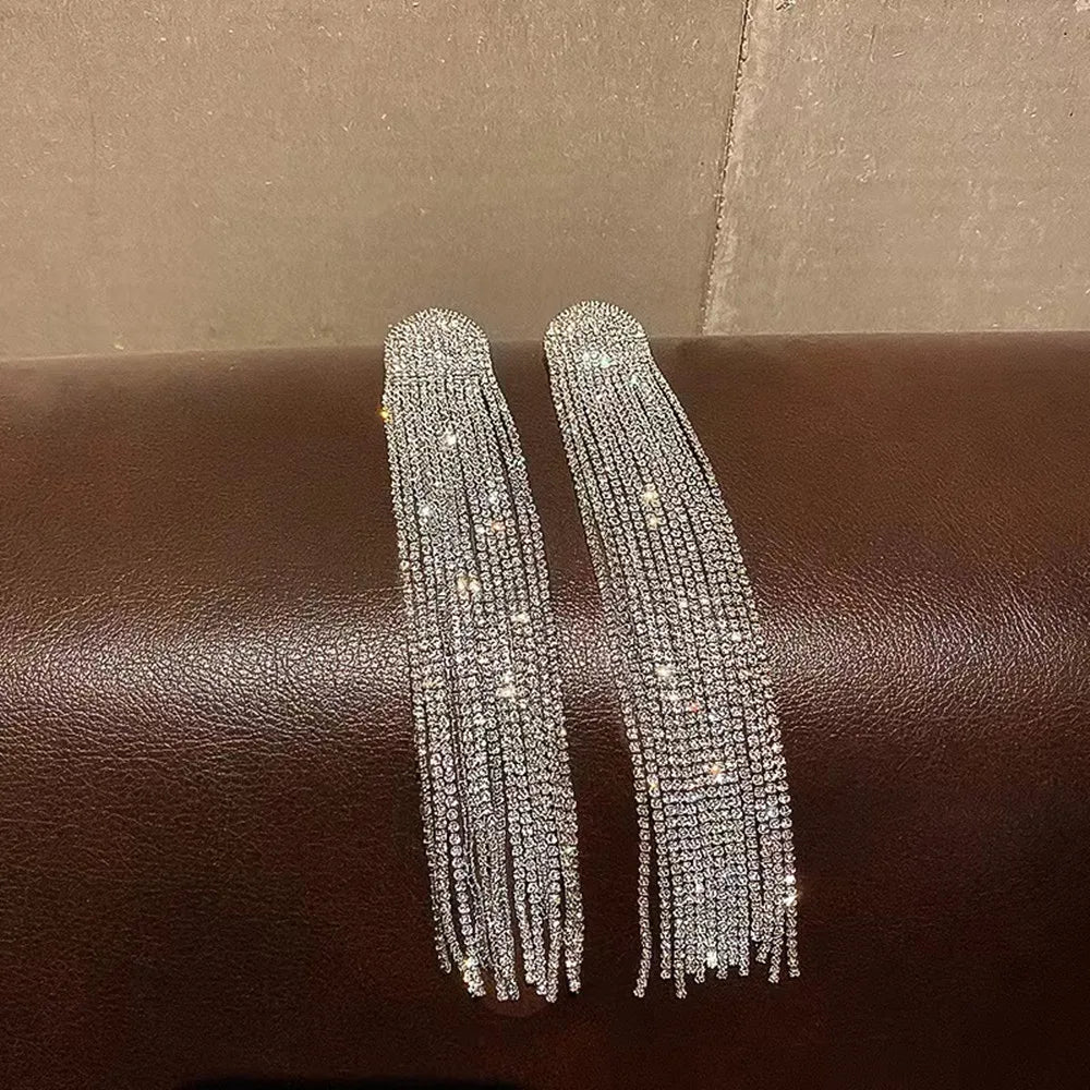 Sparkling Rhinestone Tassel Earring