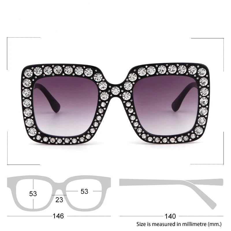 Oversized Rhinestone Square Sunglasses