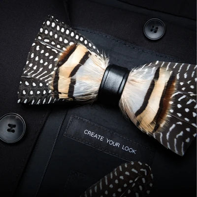 Brown Exquisite Handmade Fashion Feather Bowtie
