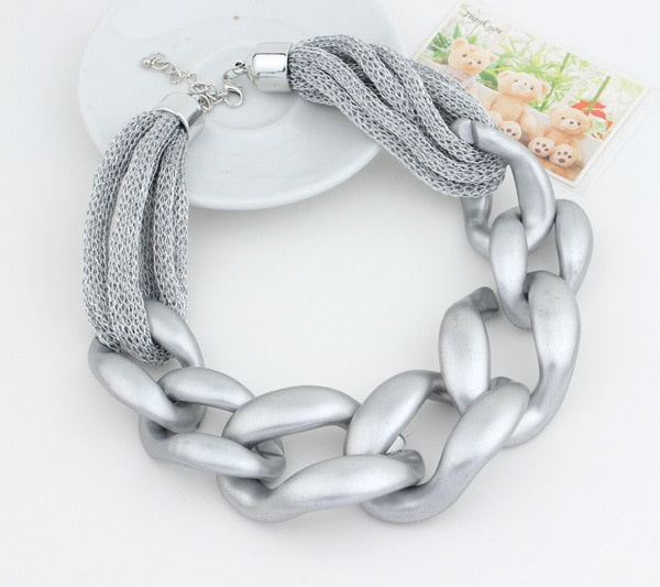 Geometric Chain Choker Bib Necklace