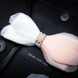 White Exquisite Handmade Fashion Feather Bowtie