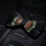 Black Green Exquisite Handmade Fashion Feather Bowtie