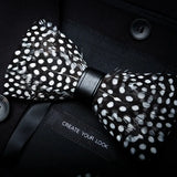 White Black Exquisite Handmade Fashion Feather Bowtie