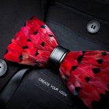 Red Exquisite Handmade Fashion Feather Bowtie