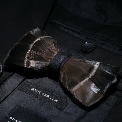 Brown Exquisite Handmade Fashion Feather Bowtie