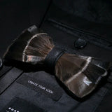 Brown Exquisite Handmade Fashion Feather Bowtie