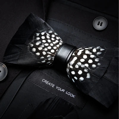 White Black Exquisite Handmade Fashion Feather Bowtie