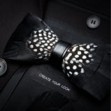 White Black Exquisite Handmade Fashion Feather Bowtie