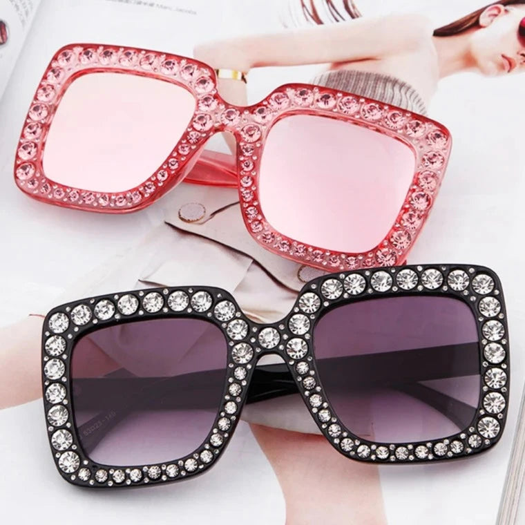 Oversized Rhinestone Square Sunglasses