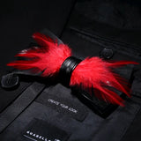 Red Exquisite Handmade Fashion Feather Bowtie
