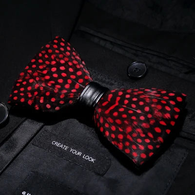 Red Exquisite Handmade Fashion Feather Bowtie