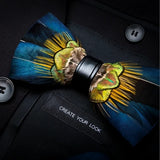 Yellow Blue Exquisite Handmade Fashion Feather Bowtie