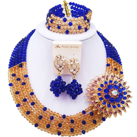 African Crystal Bead Bridal Necklace Set