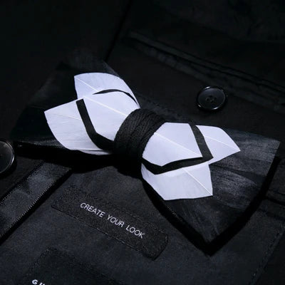 White Black Exquisite Handmade Fashion Feather Bowtie