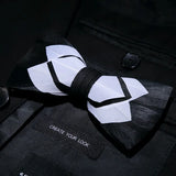 White Black Exquisite Handmade Fashion Feather Bowtie
