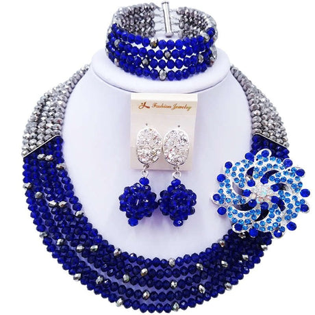 African Crystal Bead Bridal Necklace Set