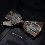 Brown Exquisite Handmade Fashion Feather Bowtie