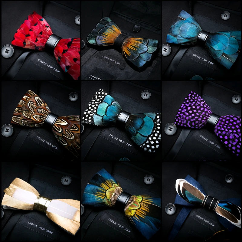 Collection of Exquisite Handmade Fashion Feather Bowtie