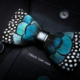 Blue Exquisite Handmade Fashion Feather Bowtie