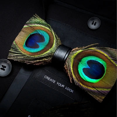 Green Exquisite Handmade Fashion Feather Bowtie