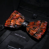 Red Exquisite Handmade Fashion Feather Bowtie
