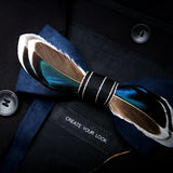 Blue Exquisite Handmade Fashion Feather Bowtie