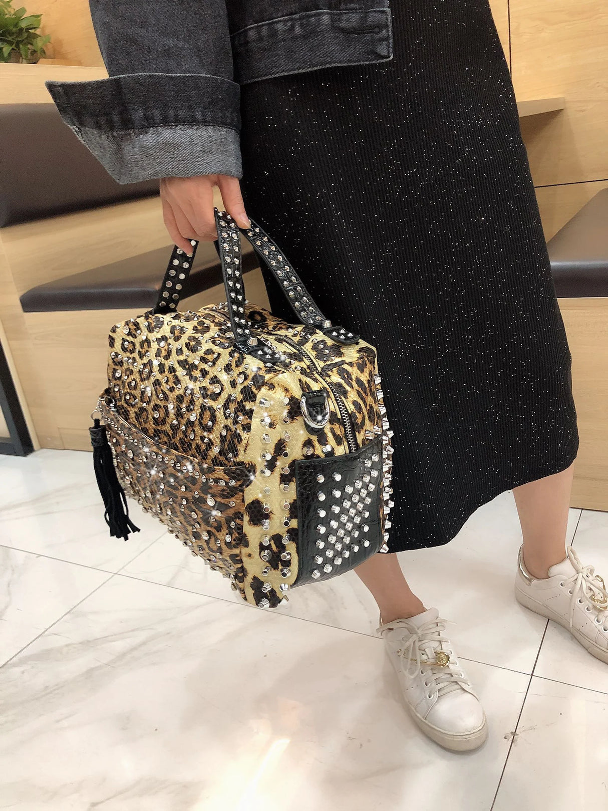 Rhinestone Rivet Handbag