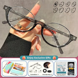 Half-Frame Women Round Myopia Prescription Glasses