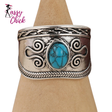 Hand Carved Inlaid Synthetic Turquoise Silvery Rings Sassy Chick Logo