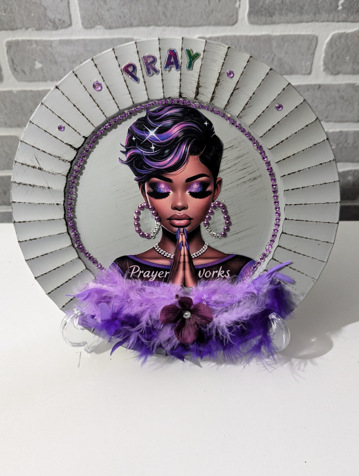 Handcrafted Purple Prayer Charger