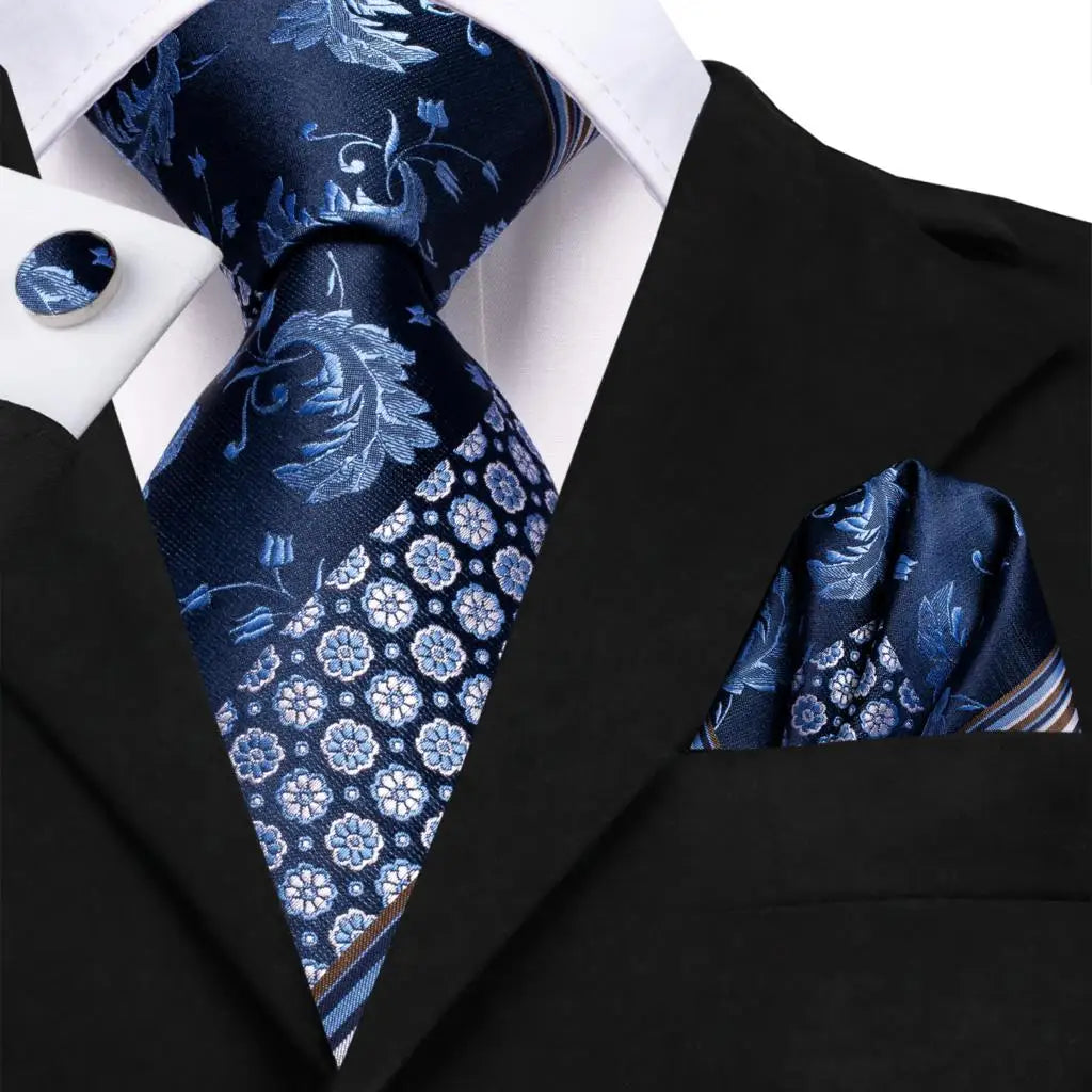 blue floral silk ties