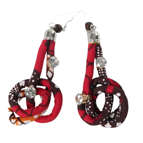 Red Handmade African Fabric Tassels Earrings
