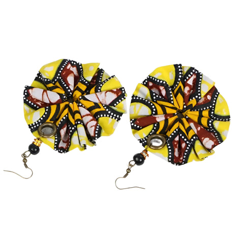 yellow Handmade African Fabric Tassels Earrings