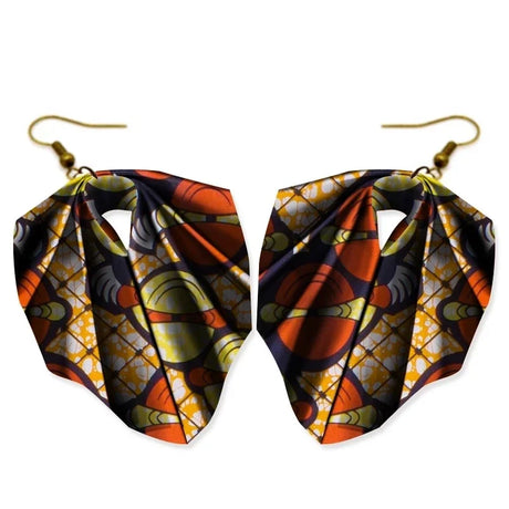 orange yellow Handmade African Fabric Tassels Earrings