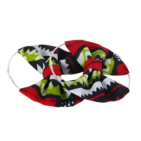 red green Handmade African Fabric Tassels Earrings