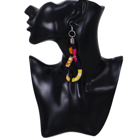 yellow pink Handmade African Fabric Tassels Earrings
