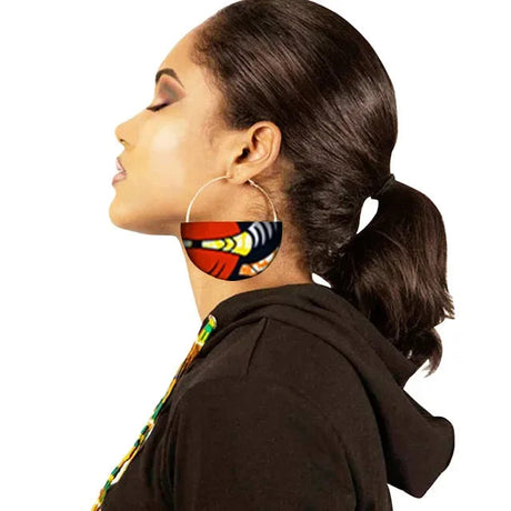 circle Handmade African Fabric Tassels Earrings