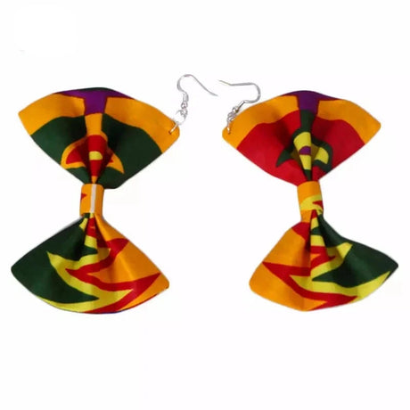 yellow green Handmade African Fabric Tassels Earrings