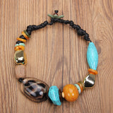 Blue Handmade Bohemian Statement Beads Necklace