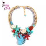 Handmade Boho Beads Conch & Starfish Necklace Sassy Chick Logo